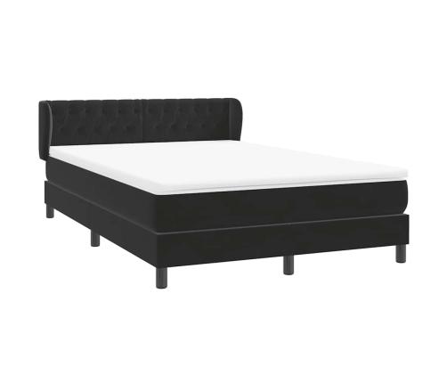 Cama box spring con colchón terciopelo negro 160x220 cm