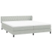 Cama box spring con colchones terciopelo gris claro 180x220 cm