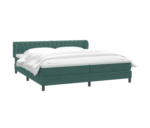 Cama box spring con colchones terciopelo verde oscuro 180x220cm