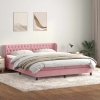 Cama box spring con colchones terciopelo rosa 180x220 cm