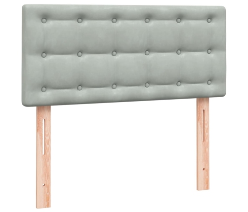 Cama box spring con colchón terciopelo gris claro 80x210 cm