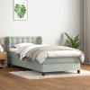 Cama box spring con colchón terciopelo gris claro 80x210 cm