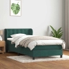 Cama box spring con colchón terciopelo verde oscuro 80x210 cm