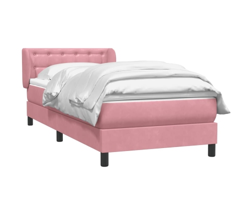 Cama box spring con colchón terciopelo rosa 80x210 cm