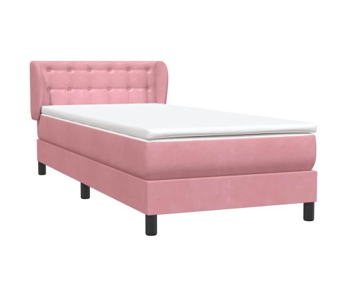 Cama box spring con colchón terciopelo rosa 80x210 cm