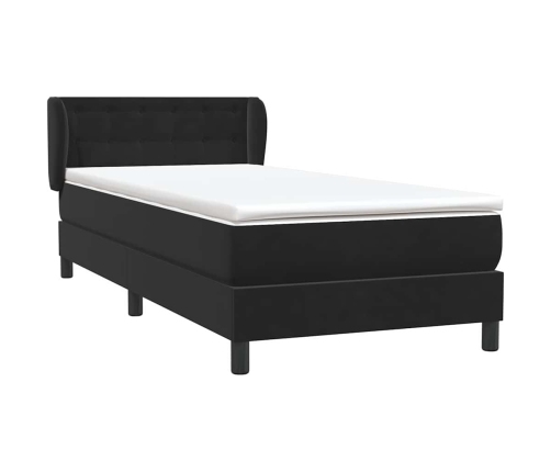 Cama box spring con colchón cuero sintético negro 90x210 cm