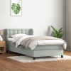 Cama box spring con colchón terciopelo gris claro 100x210 cm