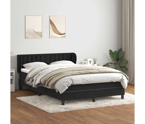 Cama box spring con colchón terciopelo negro 140x210 cm