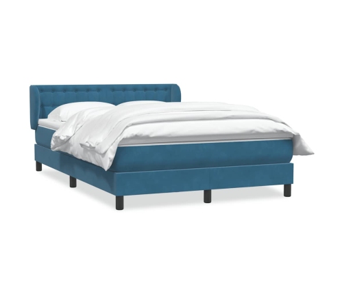 Cama box spring con colchón terciopelo azul oscuro 140x210 cm