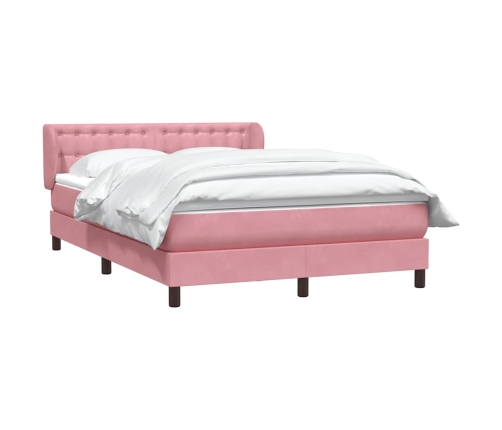 Cama box spring con colchón terciopelo rosa 140x210 cm