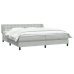 Cama box spring con colchones terciopelo gris claro 180x210 cm