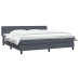 Cama box spring con colchones terciopelo gris oscuro 180x210 cm