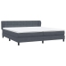 Cama box spring con colchones terciopelo gris oscuro 180x210 cm