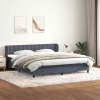 Cama box spring con colchones terciopelo gris oscuro 180x210 cm