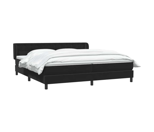 Cama box spring con colchones terciopelo negro 180x210 cm