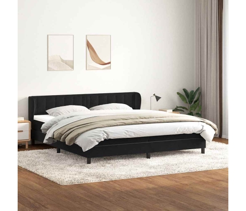 Cama box spring con colchones terciopelo negro 180x210 cm