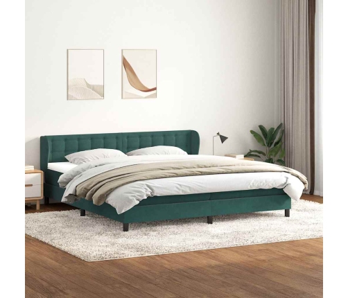 Cama box spring con colchones terciopelo verde oscuro 180x210cm