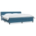 Cama box spring con colchones terciopelo azul oscuro 180x210 cm