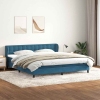 Cama box spring con colchones terciopelo azul oscuro 180x210 cm