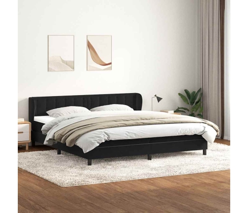 Cama box spring con colchones terciopelo negro 200x210 cm