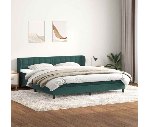 Cama box spring con colchones terciopelo verde oscuro 200x210cm