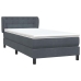 Cama box spring con colchón terciopelo gris oscuro 80x220 cm