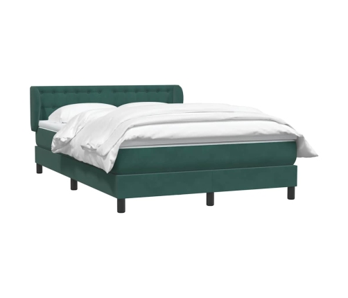 Cama box spring con colchón terciopelo verde oscuro 140x220 cm