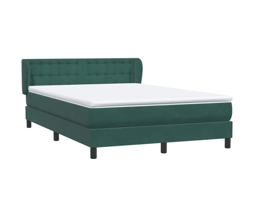 Cama box spring con colchón terciopelo verde oscuro 140x220 cm