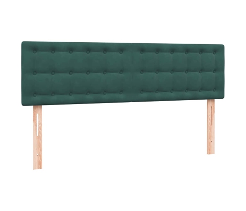 Cama box spring con colchón terciopelo verde oscuro 140x220 cm