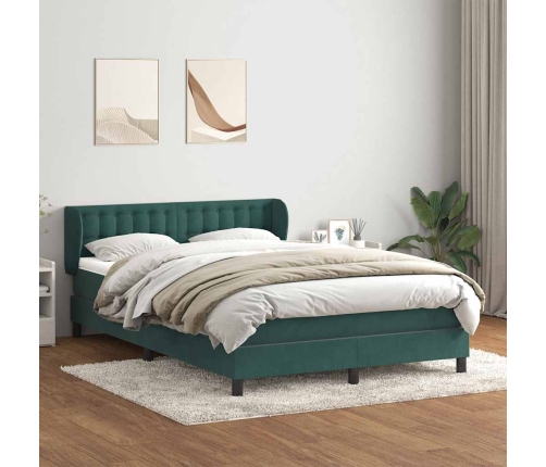 Cama box spring con colchón terciopelo verde oscuro 140x220 cm