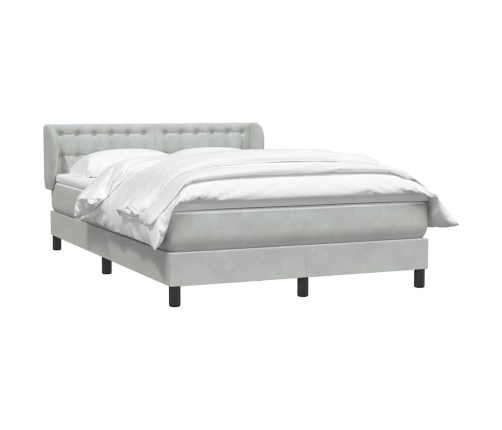 Cama box spring con colchón terciopelo gris claro 160x220 cm