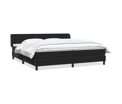 Cama box spring con colchones terciopelo negro 180x220 cm