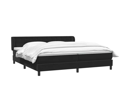 Cama box spring con colchones terciopelo negro 180x220 cm