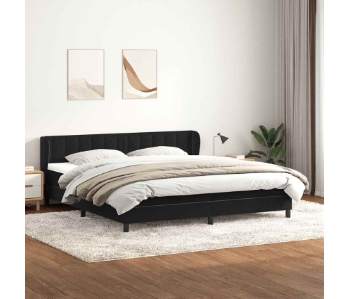 Cama box spring con colchones terciopelo negro 180x220 cm