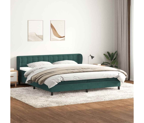 Cama box spring con colchones terciopelo verde oscuro 180x220cm