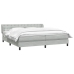 Cama box spring con colchones terciopelo gris claro 200x220 cm