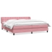 Cama box spring con colchones terciopelo rosa 200x220 cm