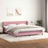 Cama box spring con colchones terciopelo rosa 200x220 cm