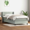 Cama box spring con colchón terciopelo gris claro 80x210 cm