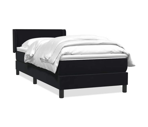 Cama box spring con colchón cuero sintético negro 80x210 cm