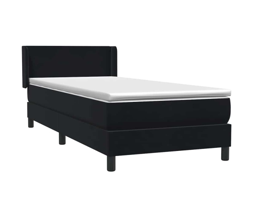 Cama box spring con colchón cuero sintético negro 80x210 cm