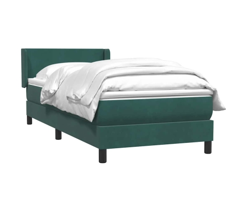 Cama box spring con colchón terciopelo verde oscuro 80x210 cm