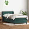 Cama box spring con colchón terciopelo verde oscuro 80x210 cm