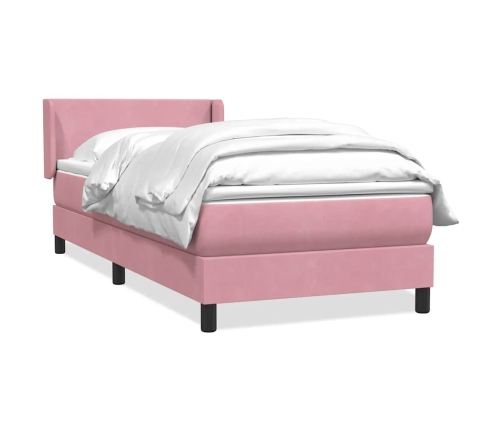 Cama box spring con colchón terciopelo rosa 80x210 cm