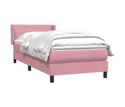 Cama box spring con colchón terciopelo rosa 80x210 cm