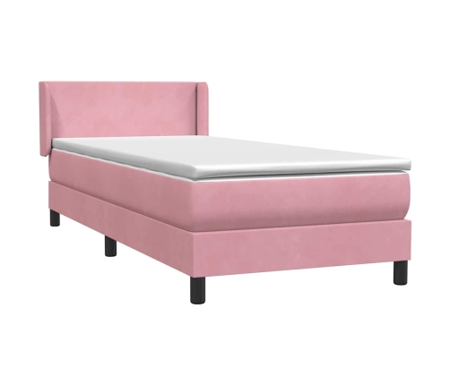 Cama box spring con colchón terciopelo rosa 80x210 cm