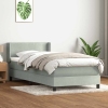 Cama box spring con colchón terciopelo gris claro 90x210 cm