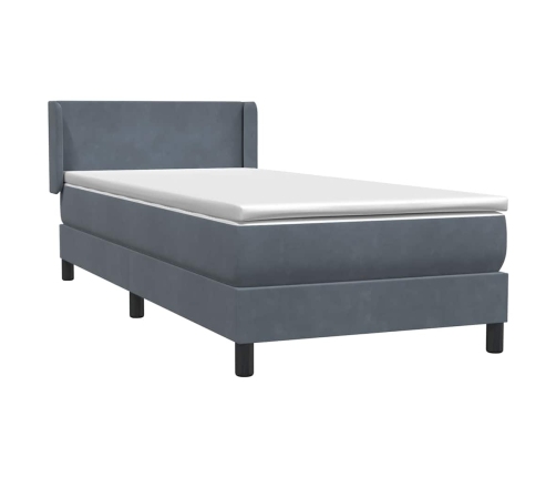 Cama box spring con colchón terciopelo gris oscuro 90x210 cm