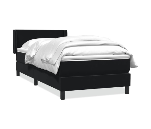 Cama box spring con colchón cuero sintético negro 90x210 cm