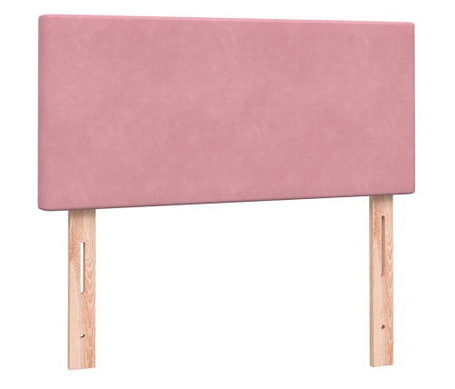 Cama box spring con colchón terciopelo rosa 90x210 cm